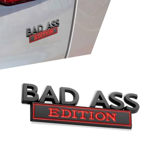 Image of 1 PC Car Fender Badge Stickers, Bad Ass Edition Alloy 3D Three-Dimensional Tailgate Front Grille Hood Anti-Rust Personalized Decoration, Exterior Modification Accessories (Red & Black)