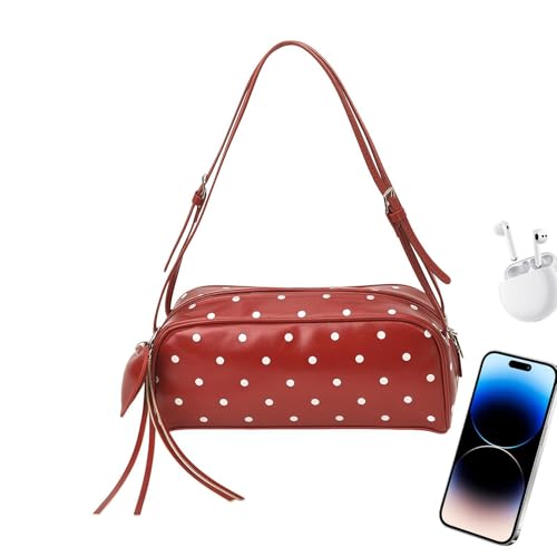 Sac à bandoulière à pois en cuir synthétique chic pour femme