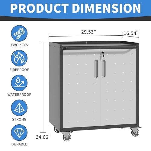 Image of Metal Storage Cabinet for Garage, Tool Cabinet, Utility Cabinet