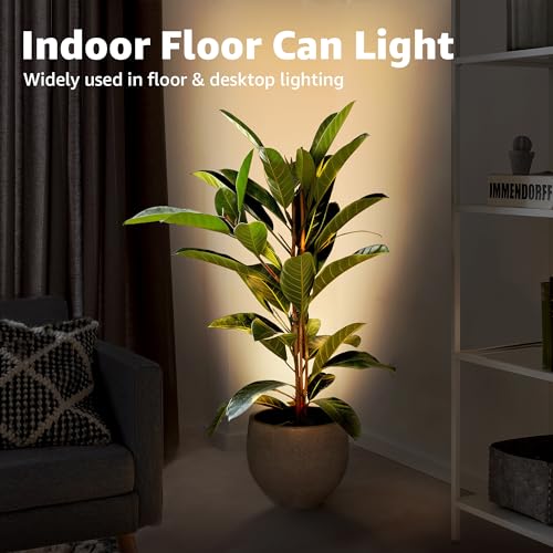 Image of SUNVIE 5W Uplights Indoor 2700K Floor Can Light for Plant Corner, 2 PCS | GU10 Bulbs Replaceable, 5.9 FT UL Listed Plug Cord &Foot Switch, Accent lighting, Plug and Play