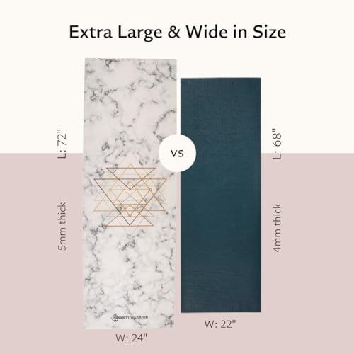 Image of Shakti Warrior Sacred Yoga Mat - Artist Designed, Premium Printed mats, Non Slip, Great for Regular & Hot Yoga, Pilates and Workout (72 inch x 24 inch x 5mm Thick)