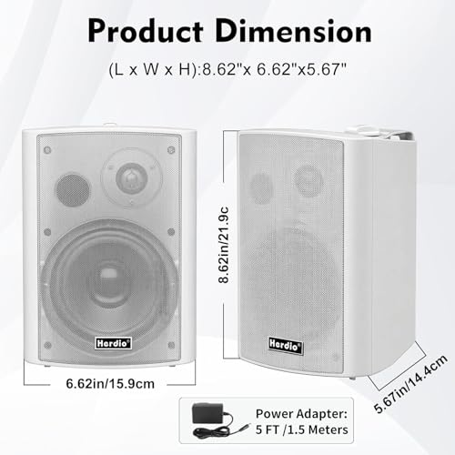 Herdio 4\ 200-W-Bluetooth-Lautsprecher für den Außenbereich, Wasserdichtigkeit nach IPX5 und Möglichkeit zur drahtlosen Mehrfachverbindung von bis zu 20 Geräten für Terrasse/Balkon (schwarz, 2er-Pack)