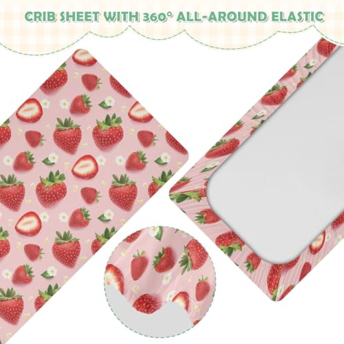 Draps imperméables pour berceau de bébé 132x71cm fraises