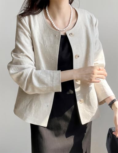 IDEALSANXUN Womens Linen Jackets Spring Summer Lightweight Linen Blazer Cardigan Tops4