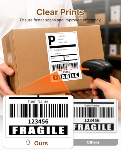 Image of Rongta Fanfold 4x6 Direct Thermal Labels, Perforated Shipping Label Printer Paper for Lable Printers, Clear Printing and Strong Adhesive (White 4x6, 1 Stacks | 500 Labels)