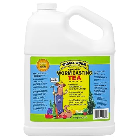 Wiggle Worm Organic Pure Worm Castings Tea, 1 Gallon - Plant Food Fertilizer Liquid Concentrate, When Mixed with Water Makes 85 Gallons, for Gardens, Flowers, Indoor or Outdoor Plants Cover