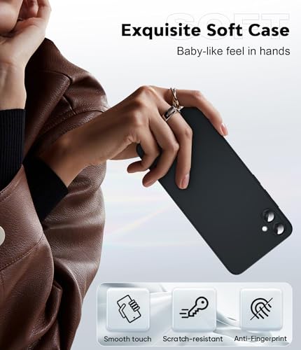 LeYi for Samsung Galaxy-A05-Case: Samsung AO5 Case with 2 Pack HD Screen Protector, Soft Liquid Silicone Shockproof Anti-Scratch Phone Case for Galaxy A 05, Black