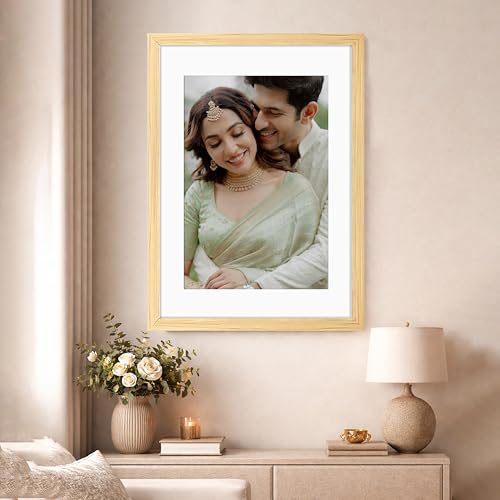 Image of Art Street Synthetic Document Large Size Wall Photo Frame, Set of 1 Big Frames For Wall Artwork, Certificates, Picture & Photographs Home Decor (18x24 Inch, Matted To: 12x18 Inch, Beige)