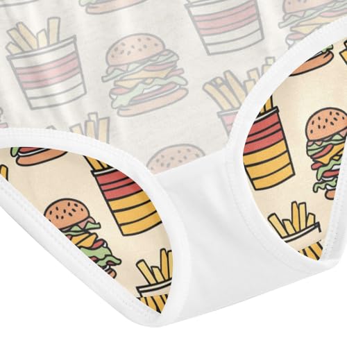ZZKKO Burgers Fries Food Girls Underwear Toddler Panties for Girls Comfort Brief Size 2-8T4