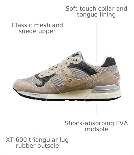 Image of Saucony Unisex Shadow 5000 Sneaker, Grey /Grey, 12 Medium