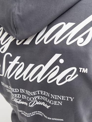 JACK & JONES Rückenprint Kapuzenpullover Grau S – Ansicht 7