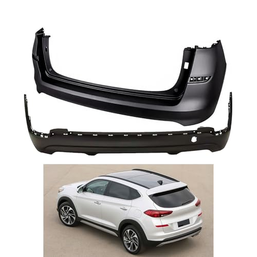 Rear Upper & Lower Bumper Cover Fits for 2019-2021 Hyundai Tucson Without Sensor Replaces# HY1100237 2Pcs