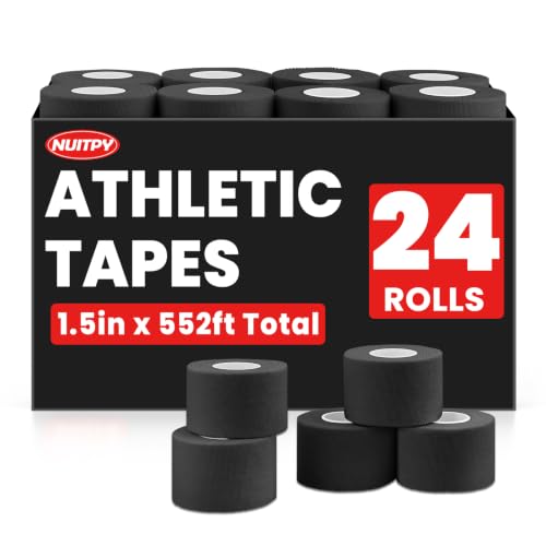 Image of NUITPY 24 Pack Athletic Tape, Black Sports Tape, Easy Tear Wrist Tape