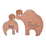 MBL Handmade Wooden Elephant Statue-Parents and Child Figurine-Family Where Life Begins Love Never Ends-Ornaments Gifts for Birthday Anniversary Valentines Christmas Fathers Mother's Day Home Décor