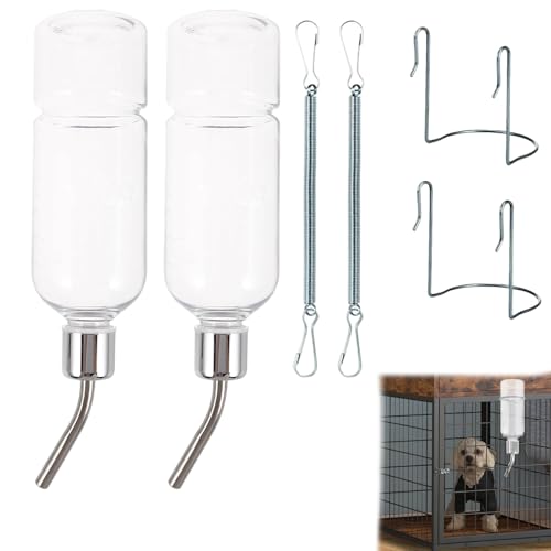2 Pack Rabbit Bottles Rabbit Water Bottle Guinea Pig Water Bottle Non Drip 180ml Transparent Plastic and Stainless Steel Ideal for Hamster Water Bottles Use in Home and Pet Stores