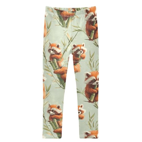 Funny Red Raccoon Girls Leggings Kids Yoga Pants Dance Active Tights 4T