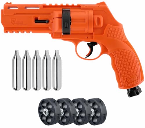 Umarex T4E P2P HDR 50 GEN 2 Self & Home Defense, Less Lethal .50 Cal Paintball Pistol Orange Limited Edition with 5X Mag .50 Cal and 5x12 g CO2 Tanks Bundle