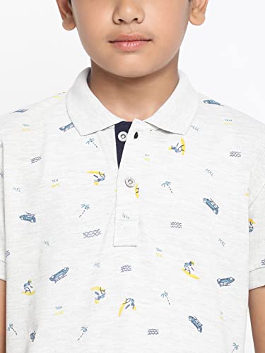 Image of Li'l Tomatoes Boys Cotton Pique Polo T-Shirt | Printed Half Sleeve Casual Summer Wear | Soft & Breathable Fabric | 7-16 Years