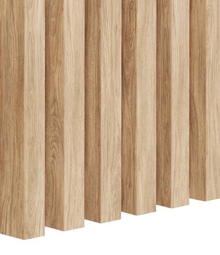 Premium 3D Slats 12 pièces - Panneaux muraux acoustiques, Vertical, Longueur 275 cm, Largeur 2,9 cm, Profondeur 4 cm Panneaux en bois, panneaux muraux, aspect bois, mur à lattes