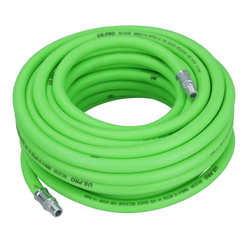 AB Tools 15 Metres Soft Rubber Hi-Vis Air Compressor Hose Airline 1/4 BSP Male Thread
