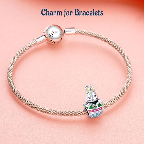 Charms para pulseras de plata ley y circonitas con diseño de conejo de Pascua 6