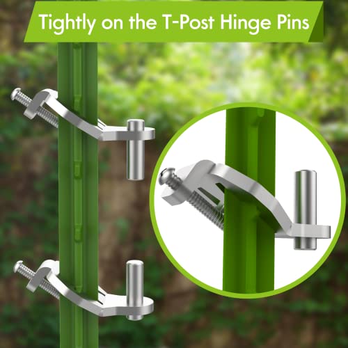 T-Post Gate Hinge Pins - Heavy Duty Gate Hanger, Hang A Gate From A Metal T Post, Steel Gate Hinges Target Hanger For Farm Gate, Garden & Backyard Gate, Easy To Install #TOP2