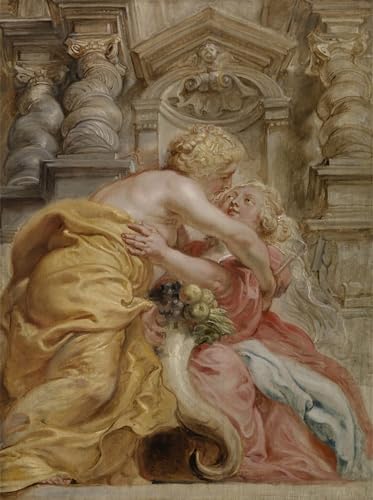 Tableau La paix embrassant l'abondance de Rubens 60x90cm pour salon