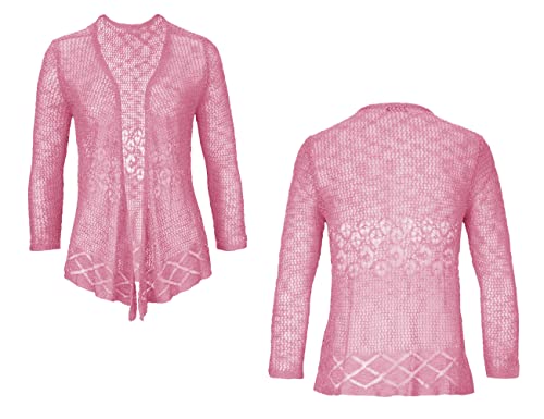 Image of Nulibenna Womens Sheer Shrug Sweaters 3 /4 Sleeve Open Front Tie Cardigan Bolero Jacket Lightweight Crochet Knit Cover Up Tops