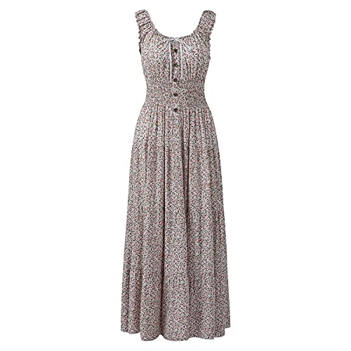Image of OSTOO Women's 2026 Summer Boho Floral Print Tiered Casual Flowy Long Maxi Dress