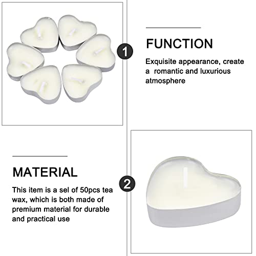 Aomhrek romantische Weißer Teelichtkerzen, 50 Stück langlebige Paraffinwachs, Antrags- & Valentinstag Dekoration