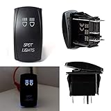 iJDMTOY Spot Lights 5-Pin SPST ON/Off Blue LED Indicator Rocker Switch Compatible with Jeep Car Truck 4x4 Boat Work Lights, Fog Lights, Daylight DRLs, etc