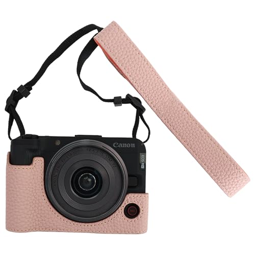 VOVMOEYA カメラケース Canon EOS R50 V用 調節可能なショルダーストラップ付き、R50V PUレザーハーフケース、スタイリッシュな保護軽量、正確なフィット、三脚対応