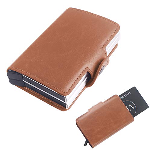 BOJLY Tarjetero RFID Cartera Crédito Cartera Delgada con Espacio de protección RFID para Billetera de 16 Tarjetas para Damas y Hombres Albaricoque