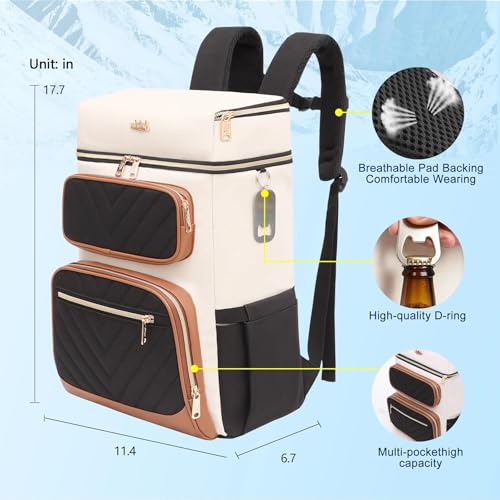 Image of Backpack Cooler Insulated Leakproof, Soft Cooler for Outdoor Camping Hiking | 7.5x13x18in, leakproof liner, waterproof oxford, multi pockets, wine opener, for camping hiking picnic fishing