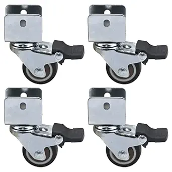 Faotup 4PCS 1.22Inch U Bracket Caster Wheels with Brakes,Caster Wheels U Bracket,Casters for Furniture,with Screws and Screwdriver