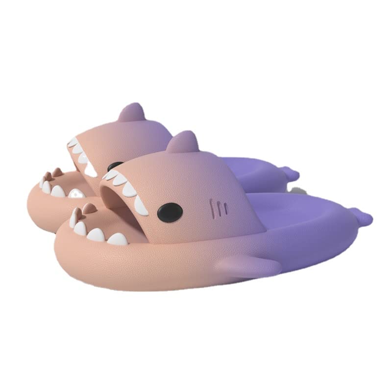 Summer Cute Shark Boys Girl Slippers，Shower Anti-Slip Novelty Open Toe Slides Lightweight Sole Sandals Casual Beach Shoes (8,pink purple,8)