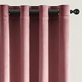 Topfinel 92 Inches Long Custom Velvet Curtains, Dusty Rose Pink Viral Floor Length Suede Grommet Drapery Panels for Track, Noise Cancelling Aesthetic Chenille Theater Acoustic Drapes Set of 2