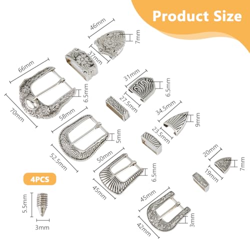 Image of DICOSMETIC 3 /4 Sets Belt Buck Set Western Cowboy Buckle Set Alloy Belt Buckle Engraved Cowboy Belts Replacement for Adult