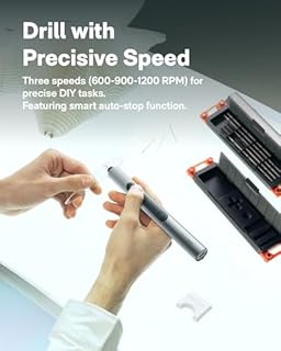 HOTO SNAPBLOQ™ D-A03 Cordless Electric Mini Drill Pen, 3-Speed Precision Hand Drill for Jewelry, PCB & DIY Crafts, Corelss Brushless Motor, 800mAh Type-C Rechargeable, LED Ring Light, 20 M2 Drill Bits