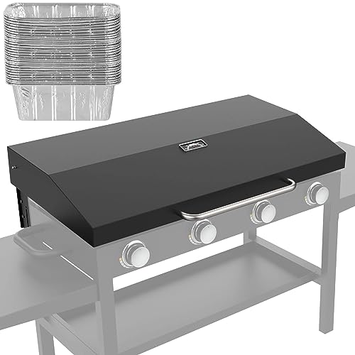 Blackstone Upgrade Hinged Griddle Lid w/Thermometer & 30PCS Grease Cup Liners by GLOWYE - Used condition - US$84.18