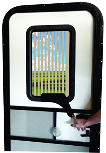 RV Door Window CloZures Shade, Controls Sun Glare, Privacy, and Outside View by Moving fingertip Lever, Without Opening Screen Door. Kit Includes Tinted Glass to Replace Frosted Glass. (Beige)