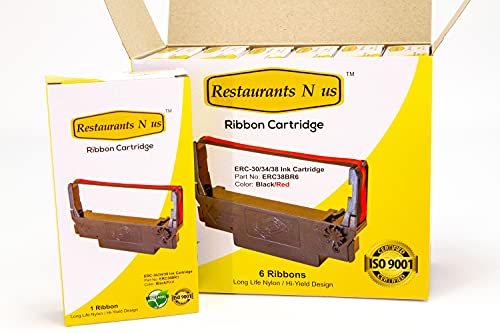 Cinta de impresora ERC-38 Pack de 6 negro y rojo miniatura 4