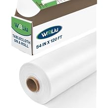 Plastic Table Cover Roll 54 Inch x 120 Feet Disposable Tablecloth, White Table Cloth Roll with Cutter Box for Weddings, Christmas, Thanksgiving, Banquets, Parties