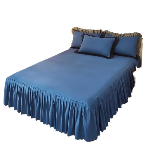 Cubre Canape Falda de Cama Color Liso con Volantes Encaje, 1 Unidad, Funda for Dormitorio, colchón Antideslizante, sábana y Colcha(Color2,220x200cm 1pc)