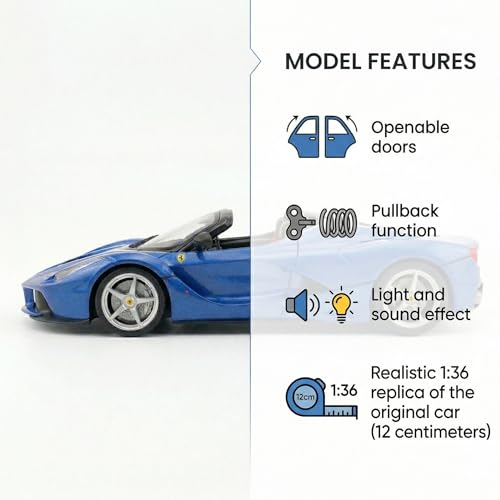 Image of LaFerrari 1:36 Scale Die-Cast Metal Car Model - Openable Doors Pull-Back Alloy Italian Hypercar Collectible Toy Car for Kids & Collectors