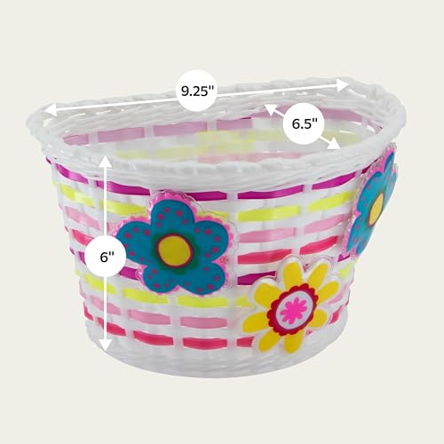 image for Schwinn Bike Basket for Kids With Light-Up Flowers, Front Handlebar, B