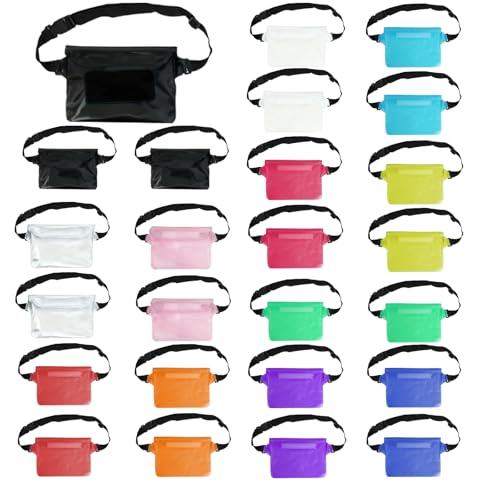 26 piezas Bolsa impermeable para teléfono con cinturón de cintura, 14 colores, bolsa impermeable transparente moderna para exteriores, mantenga objetos de valor secos para natación, playa, snorkel, parque, piscina