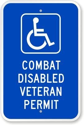 Lilyanaen Metal Sign Combat Disabled Veteran Permit 12"x8