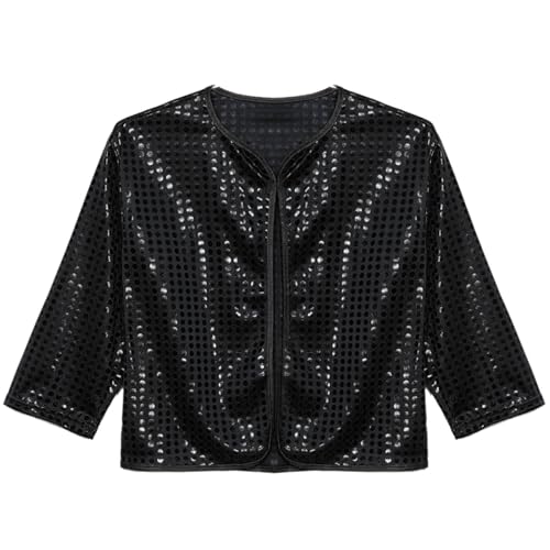 JEYPINMI Big Girls Hip Hop Latin Jazz Dance Jacket Sequin Bomber Coat Birthday Clothes Stage Performance4