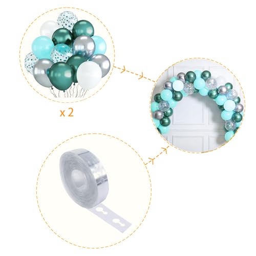 Image of Teal and Blue Balloons, 70-pack Teal Balloons for Party